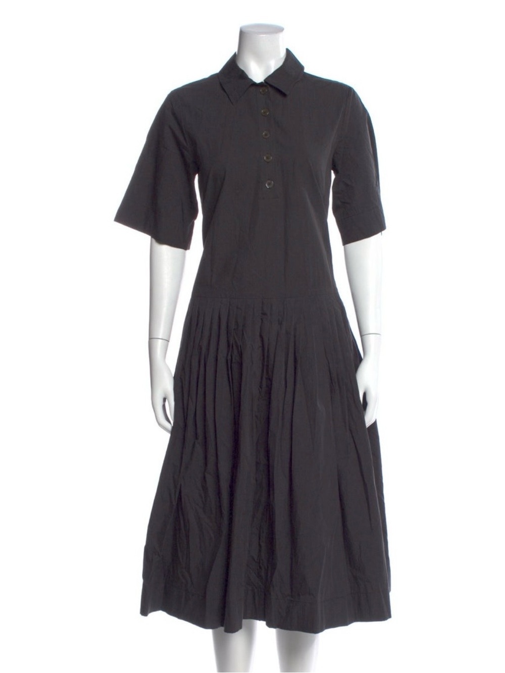 CO Black Short-Sleeve Midi Shirt Dress, Size small but runs large